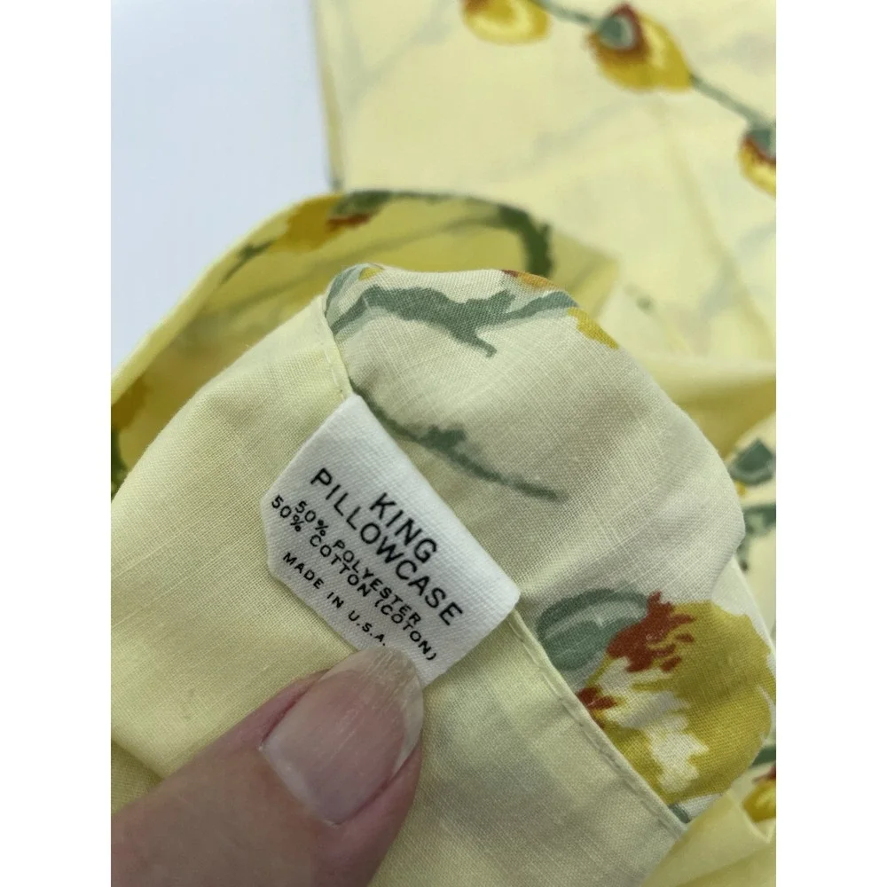 Fieldcrest Double Sheet Set Fitted Flat Pillow cases 1970s  Retro Floral Vintage